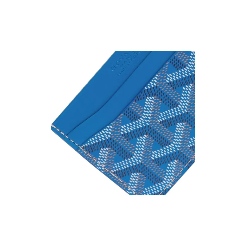 GOYARD Saint-Sulpice Canvas With Leather Dog's Teeth Card Clip Card Holder Unisex Sky Blue Spell Purple Small Heart-2