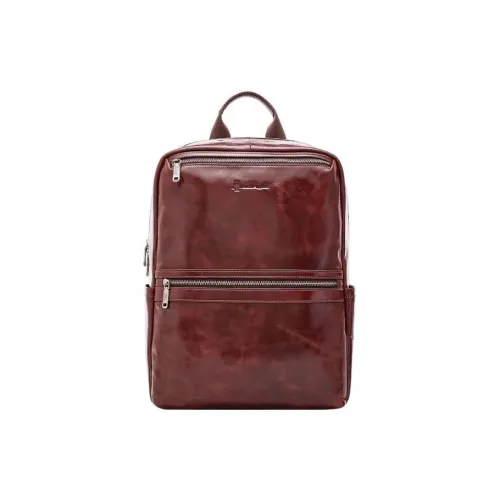 Hush Puppies Cow Leather Laptop Backpack Men's Coffee