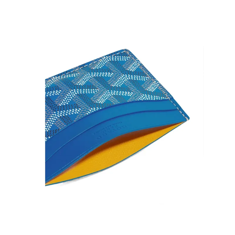 GOYARD Saint-Sulpice Canvas With Leather Dog's Teeth Card Clip Card Holder Unisex Sky Blue Spell Sky Blue Small Hearts-1