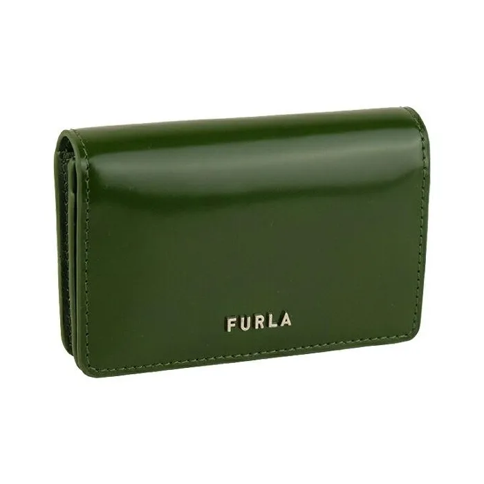 Furla Leather Business Card Holder Wallet Unisex Green-2