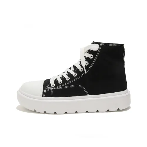 SLnU★3 Height Increasing Wear Resistant Slip Resistant High Top Canvas Shoes Unisex Black