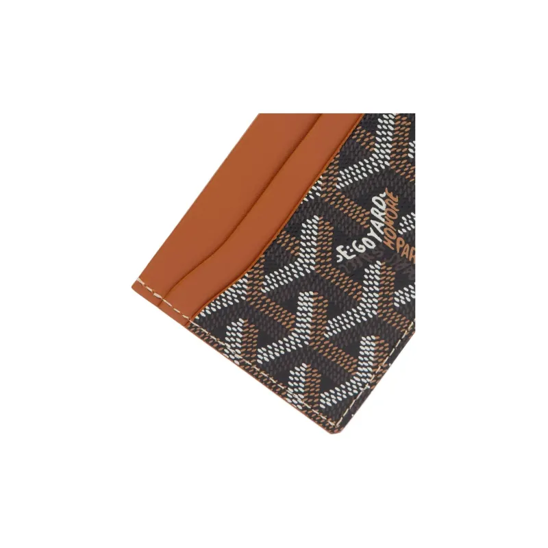 GOYARD Saint-Sulpice Canvas With Calfskin Card Clip Card Holder Unisex Tan With Gray Pink Small Heart-2