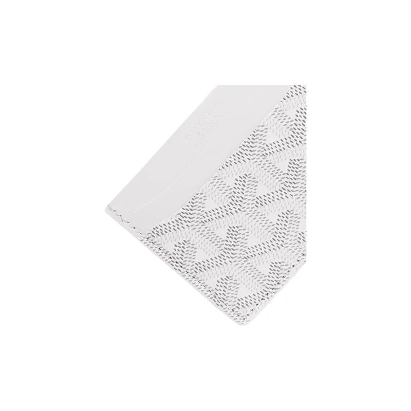 GOYARD Saint-Sulpice Canvas With Leather Dog's Teeth Card Clip Card Holder Unisex White Spells Dark Blue Small Hearts-2