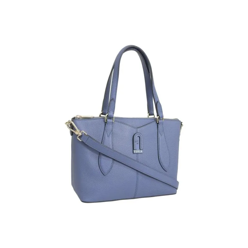 Furla Dafne Leather Tote Bag Shopping Bag Handbag Small Size Women's Denim Blue-1