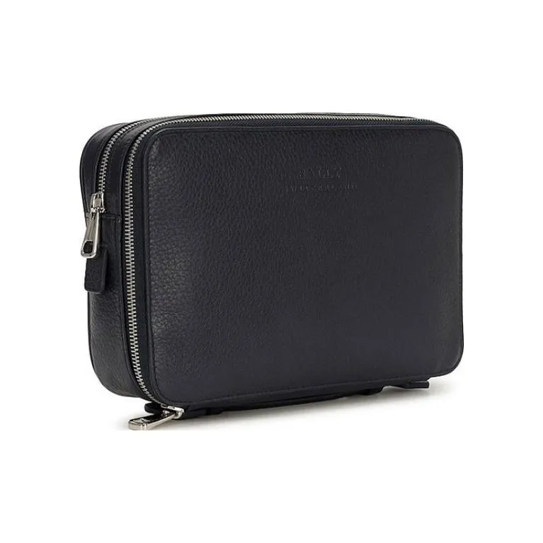 BALLY Leather Clutch Unisex Dark Blue-1