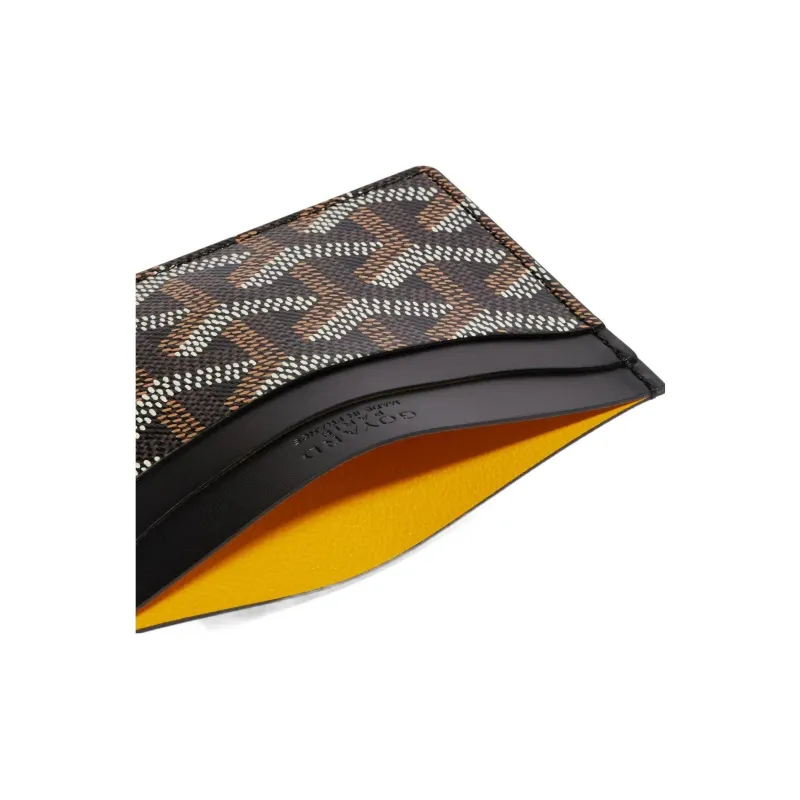 GOYARD Saint-Sulpice Canvas With Calfskin Card Clip Card Holder Unisex Black/Gray Pink Small Heart Design-2