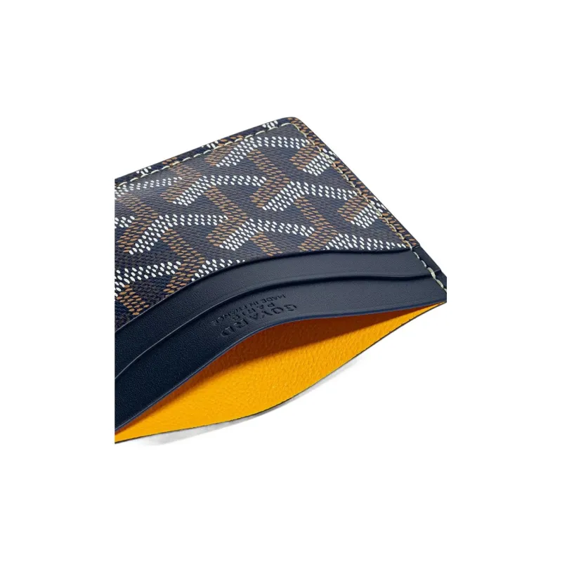 GOYARD Saint-Sulpice Canvas With Leather Dog's Teeth Card Clip Card Holder Unisex Navy Blue Spell Purple Small Hearts-1