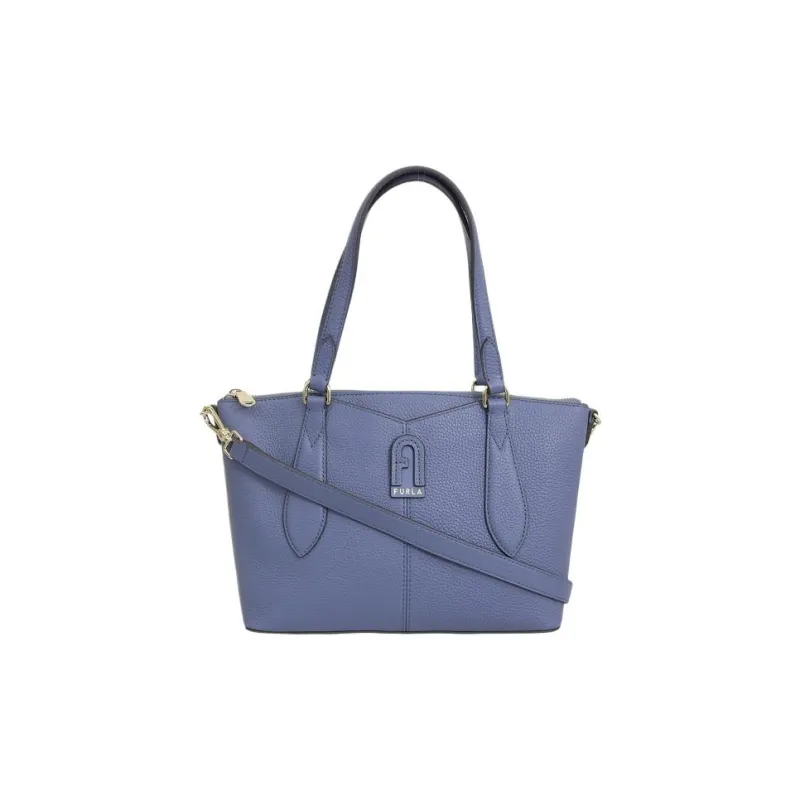 Furla Dafne Leather Tote Bag Shopping Bag Handbag Small Size Women's Denim Blue-0