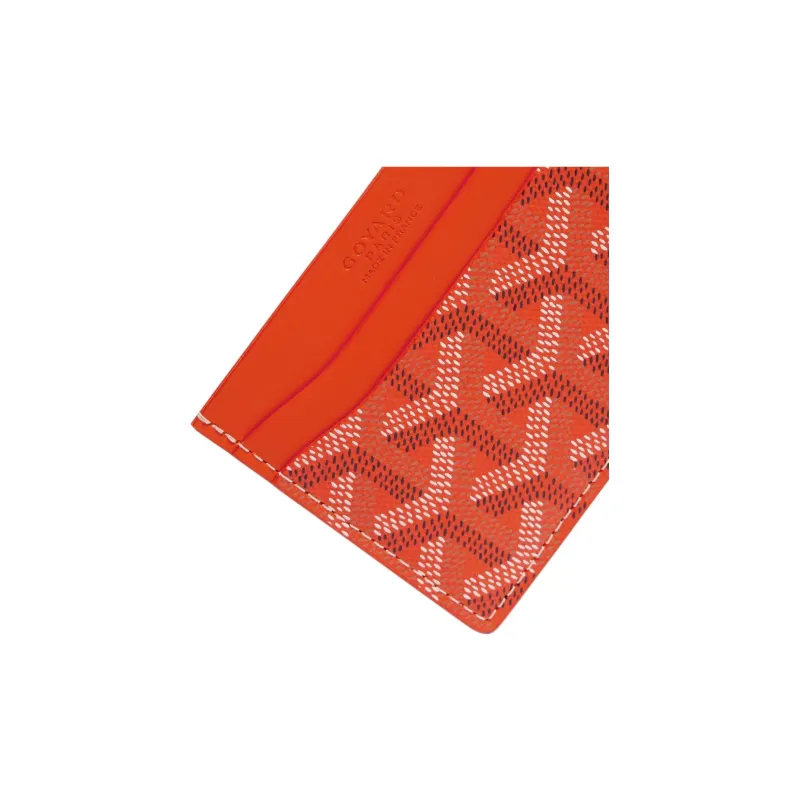 GOYARD Saint-Sulpice Canvas With Leather Card Clip Card Holder Unisex Orange With Peach Red Small Heart-2