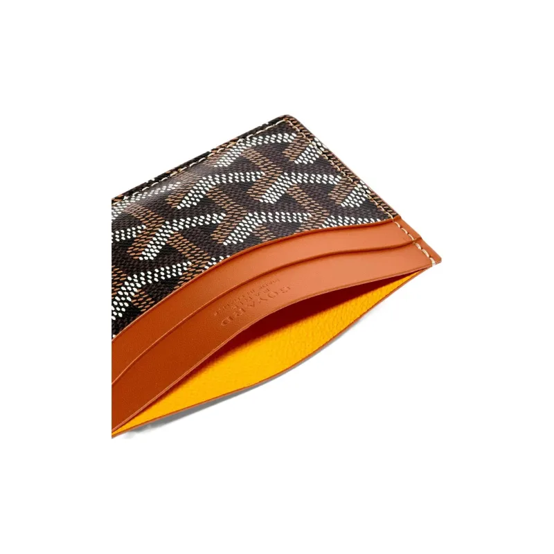 GOYARD Saint-Sulpice Canvas With Calfskin Card Clip Card Holder Unisex Tan With Gray Pink Small Heart-1