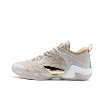 XTEP Against The Sky Generation Basketball Shoes Men Low Top Ivory White/Brown Gray