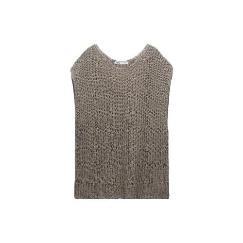 ZARA Tank Tops Women's Dark Gray Brown