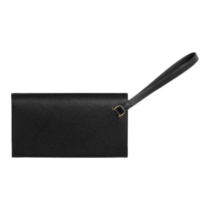 HERMES Kelly Pocket Chamkila Goat Skin Wallet Women's 89 Noir Black-1