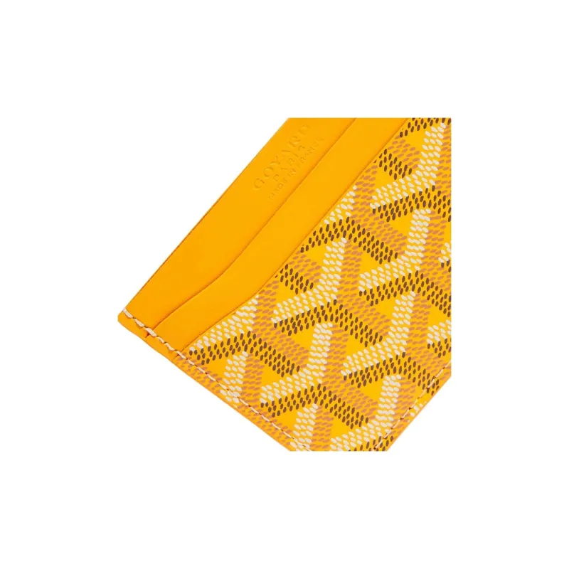GOYARD Saint-Sulpice Canvas With Leather Dog's Teeth Card Clip Card Holder Unisex Yellow/Black Small Heart-1