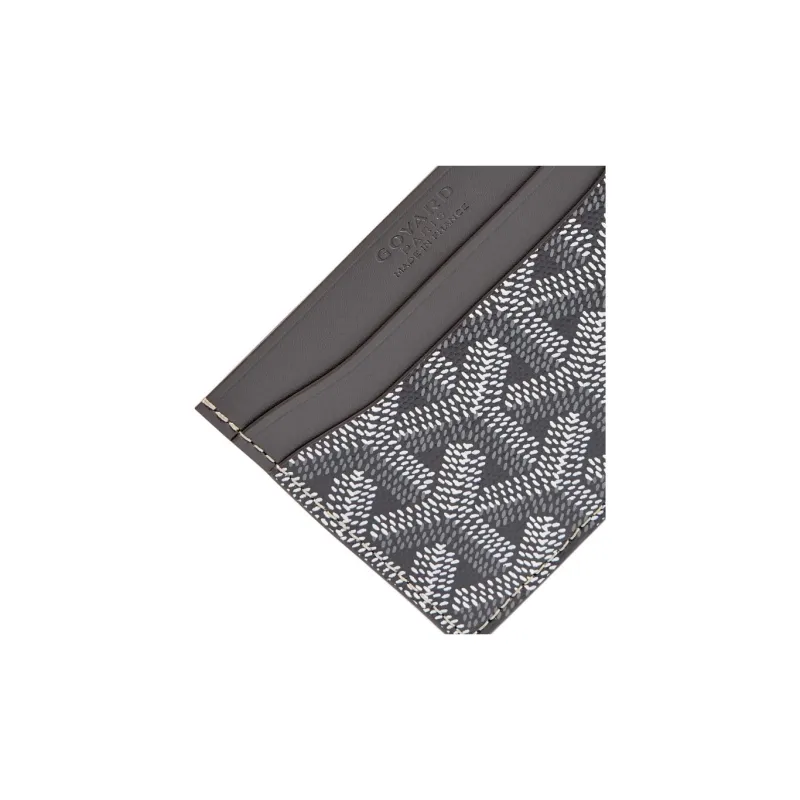 GOYARD Saint-Sulpice Canvas With Leather Dog's Teeth Card Clip Card Holder Unisex Gray Spell Light Green Small Hearts-2