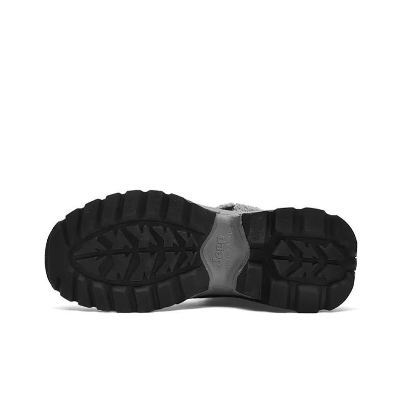 Jeep Warm Wear Resistant Cushioning Height Increasing Slip Resistant Coverage Short Outdoor Snow Boots Men's Black Gray-5