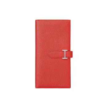 HERMES Bearn Mysore Goat Skin Card Holder Wallet Women's 0E Rose Texas Texas Pink