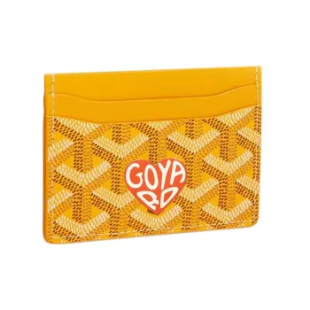 GOYARD Saint-Sulpice Canvas With Leather Dog's Teeth Card Clip Card Holder Unisex Yellow Multicolor Small Heart