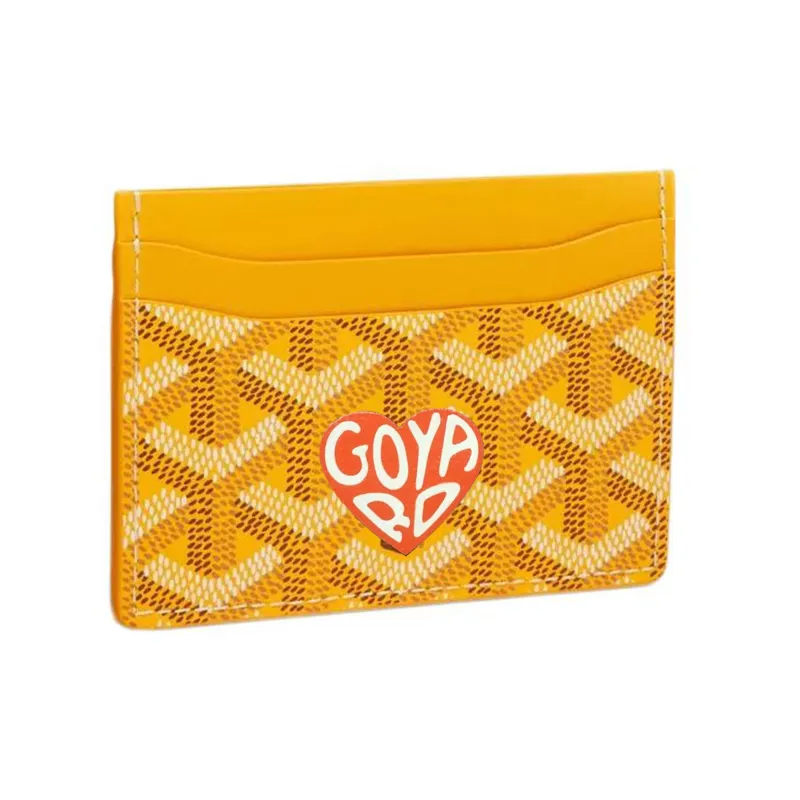 GOYARD Saint-Sulpice Canvas With Leather Dog's Teeth Card Clip Card Holder Unisex Yellow Multicolor Small Heart-0