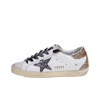 Golden Goose Super Star White Silver Gold Glitter Women's