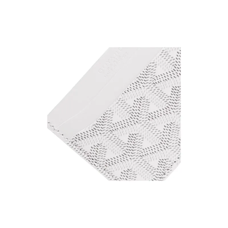 GOYARD Saint-Sulpice Canvas With Leather Dog's Teeth Card Clip Card Holder Unisex White Spells Black Small Hearts-2