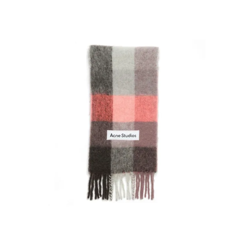 Acne Studios Logo Embroidered Plaid Scarf-0