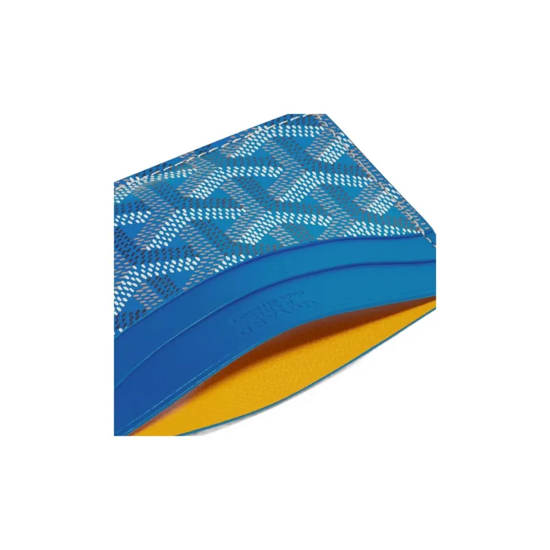 GOYARD Saint-Sulpice Canvas With Leather Dog's Teeth Card Clip Card Holder Unisex Sky Blue Spell Gray Small Hearts-1