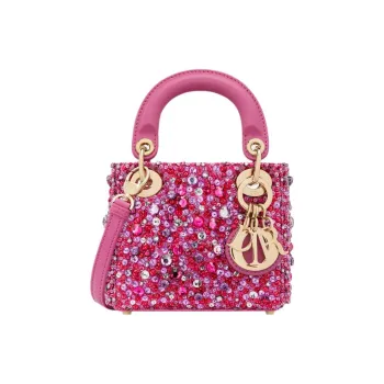 DIOR Lady Dior Embroidery Dior Bag Shoulder Bag Crossbody Bag Handbag Extra Mini Women's Pink