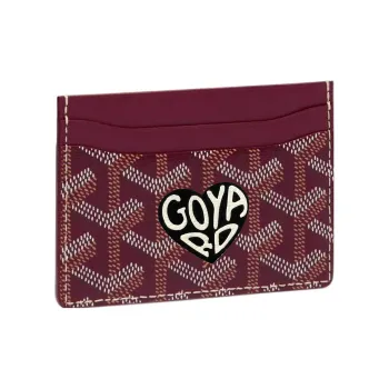 GOYARD Saint-Sulpice Canvas With Leather Dog's Teeth Card Clip Card Holder Unisex Red & Black Small Heart