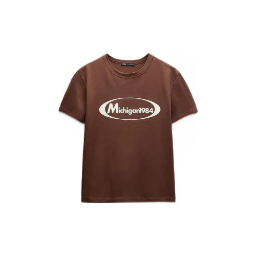 ZARA T-Shirts Women's Brown