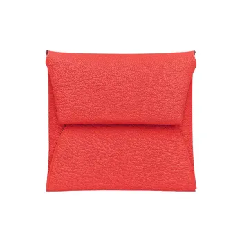 HERMES Bastia Mysore Goat Skin Wallet Women's 0E Rose Texas Pink