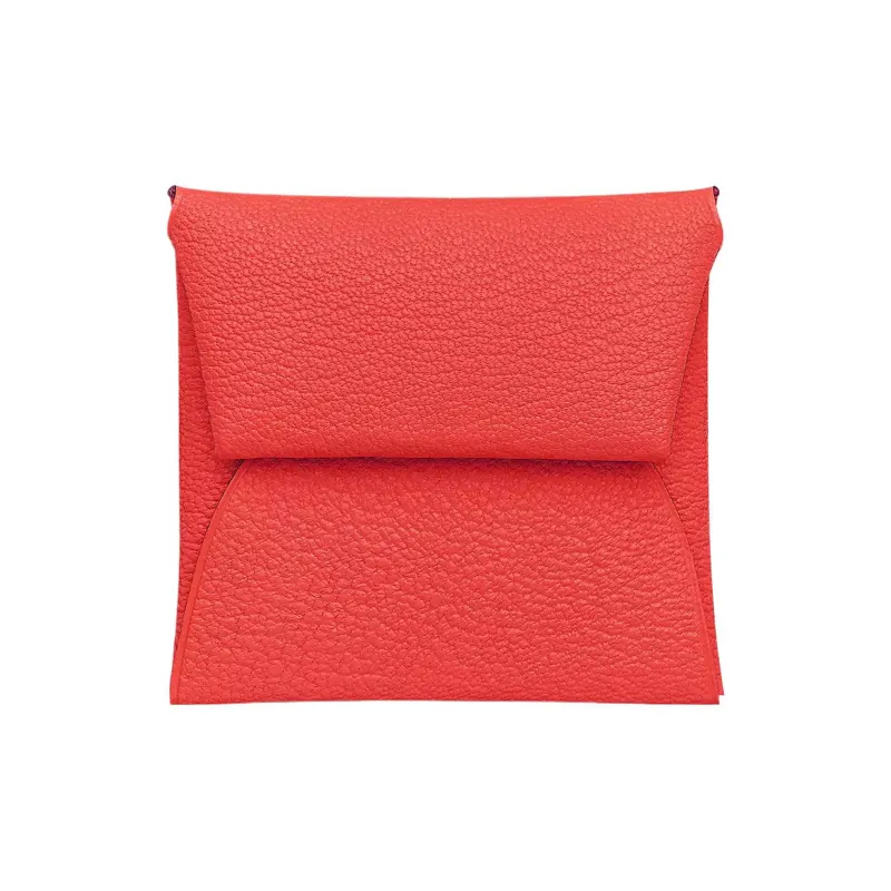 HERMES Bastia Mysore Goat Skin Wallet Women's 0E Rose Texas Pink-0