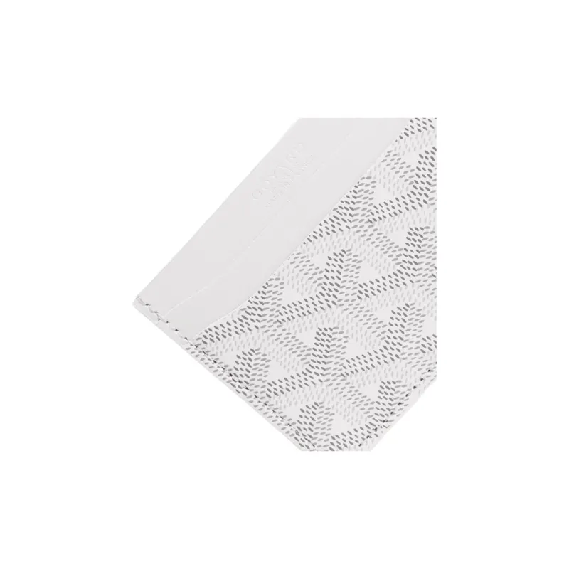 GOYARD Saint-Sulpice Canvas With Leather Dog's Teeth Card Clip Card Holder Unisex White Spell Light Green Small Hearts-2
