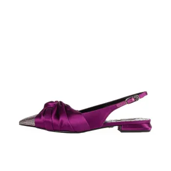 Roberto Cavalli Knot-detail Satin Slingback Ballerinas