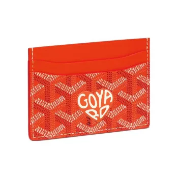 GOYARD Saint-Sulpice Canvas With Leather Dog's Teeth Card Clip Card Holder Unisex Orange Multicolor Small Heart