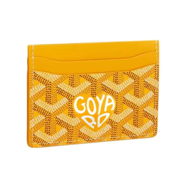 GOYARD Saint-Sulpice Canvas With Leather Dog's Teeth Card Clip Card Holder Unisex Yellow Multicolor Small Heart-0