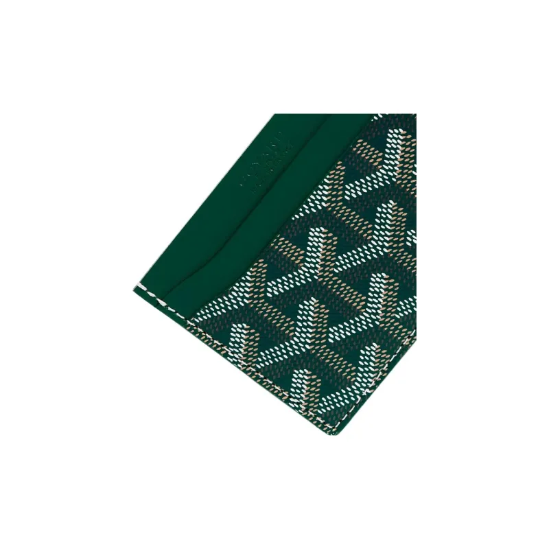 GOYARD Saint-Sulpice Canvas With Leather Dog's Teeth Card Clip Card Holder Unisex Green/Black Small Heart Edition-2