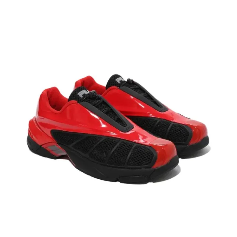FILA Cushioning Wear Resistant Low Top Training Shoes Unisex Black Red-2