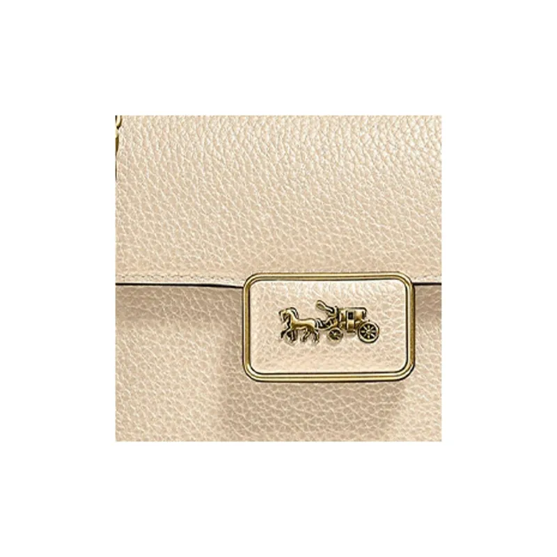 COACH Alie Leather Chain Bag, Handbag, Shoulder Bag, Crossbody Bag Small Size Women's Ivory White-4