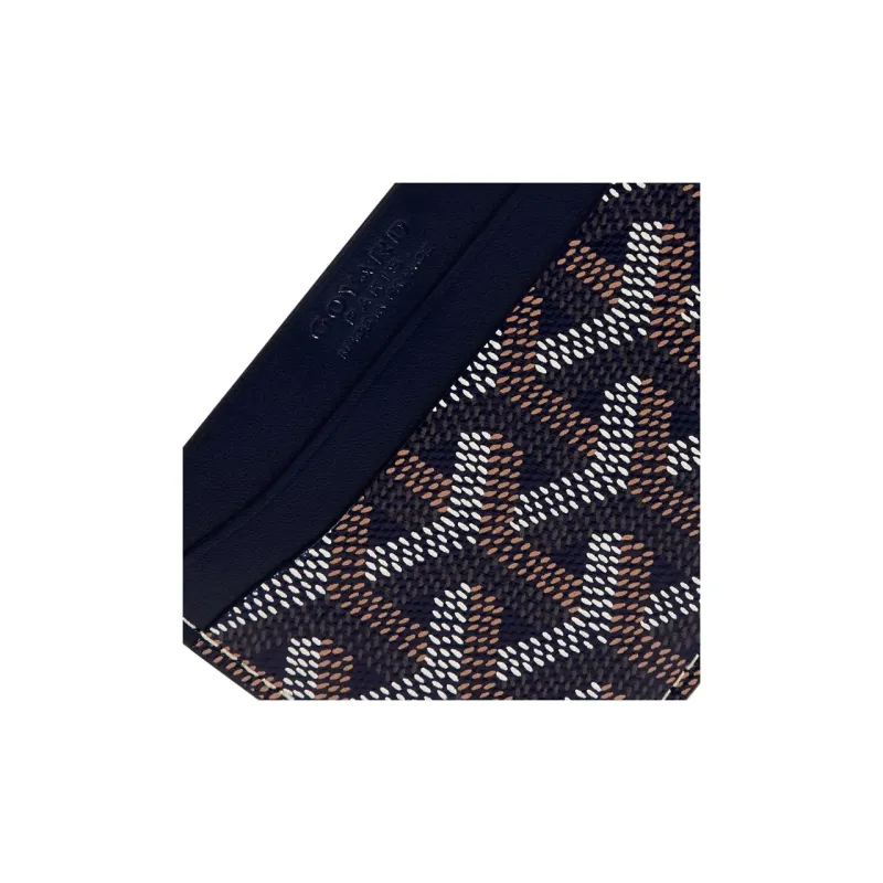 GOYARD Saint-Sulpice Canvas With Leather Dog's Teeth Card Clip Card Holder Unisex Navy Blue Spell Purple Small Hearts-2