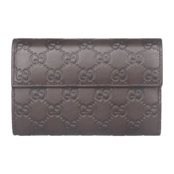 GUCCI Cow Leather Wallet Women's Brown