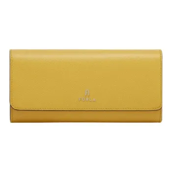 Furla Brava Camelia Leather Wallet Large Size Women's Honey Yellow