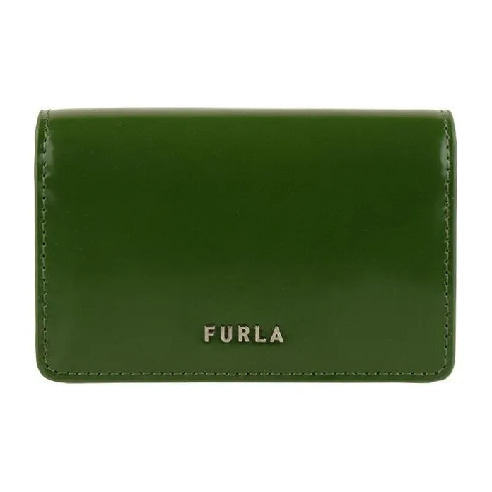 Furla Leather Business Card Holder Wallet Unisex Green-0