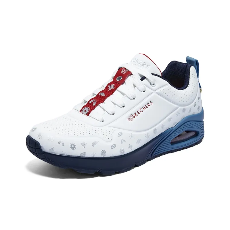 Skechers Street Wear resistant And Lightweight Low Top Casual Running Shoes Men's White Blue-2