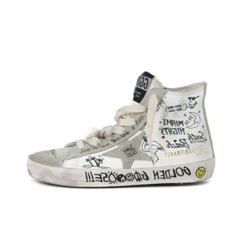 Golden Goose Francy Abrasion Resistant High Top Skateboard Shoes Women's Gray White