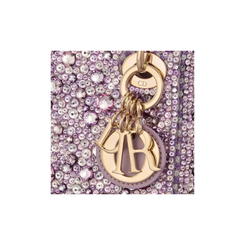 DIOR Lady Dior Embroidery Dior Bag Shoulder Bag Crossbody Bag Handbag Extra Mini Women's Purple-5