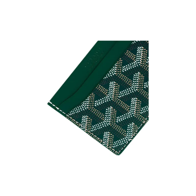 GOYARD Saint-Sulpice Canvas With Calfskin Card Clip Card Holder Unisex Green/Gray Pink Small Heart-1