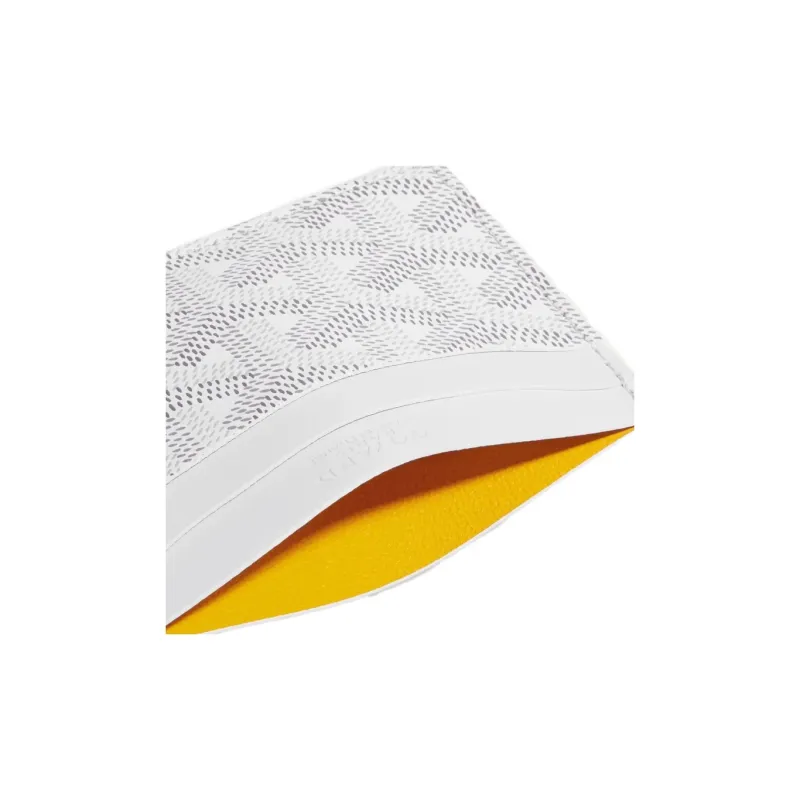 GOYARD Saint-Sulpice Canvas With Leather Dog's Teeth Card Clip Card Holder Unisex White Spell Light Green Small Hearts-1