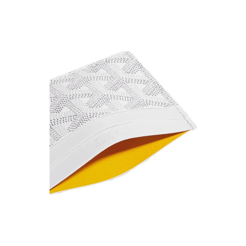 GOYARD Saint-Sulpice Canvas With Calfskin Card Clip Card Holder Unisex White With Pink Heart Design-1