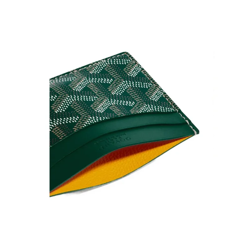 GOYARD Saint-Sulpice Canvas With Leather Dog's Teeth Card Clip Card Holder Unisex Green With Dark Blue Small Heart-2